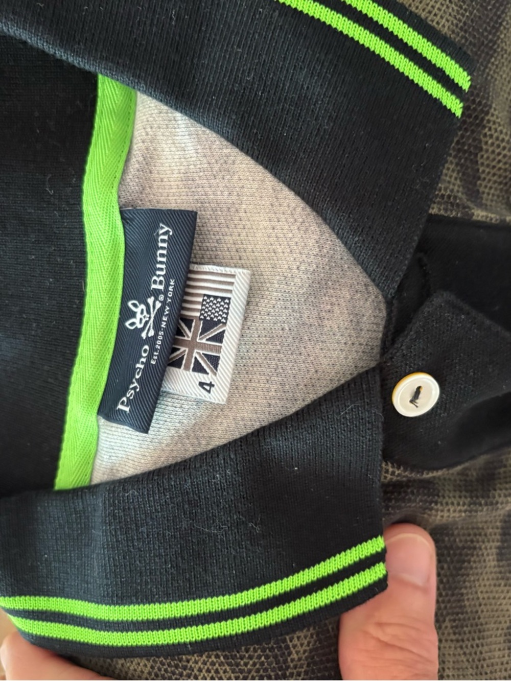 Psycho Bunny Black Polo with Lime Green Trim